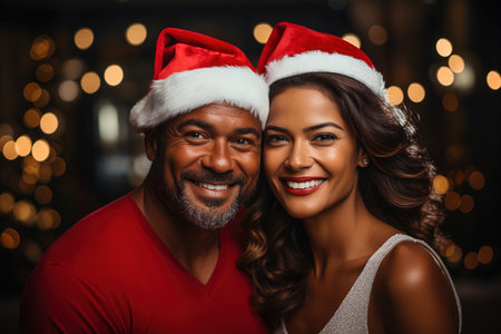 christmas festival Couples from different nationalities have happy expressions on their faces. christ festival.の素材