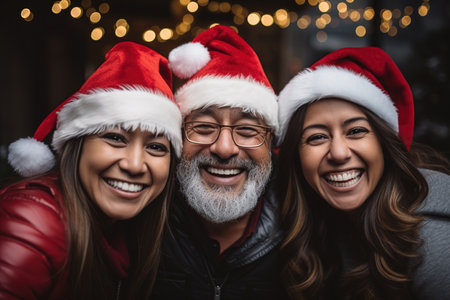 Christmas Festival, people of various nationalities showing happy expressions, Christ Festival, generative ai.の素材
