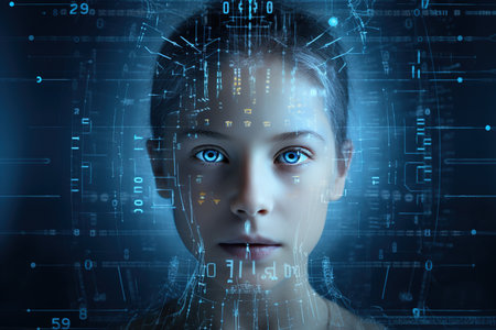 Artificial intelligence human face learning, generative aiの素材