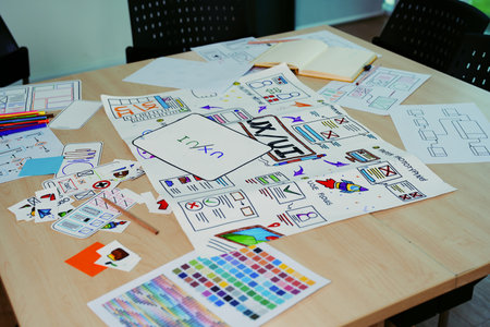Team of Creative Web, Graphic Designer planning for mobile phone, drawing website ux ui app for...