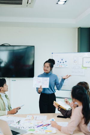 Team of Creative Web, Graphic Designer planning, drawing website ux ui app for mobile phone application and development template layout, process to developing prototype wireframeの写真素材