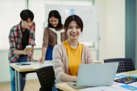 Team of Creative Web, Graphic Designer planning, drawing website ux ui app for mobile phone application and development template layout, process to developing prototype wireframeの写真素材