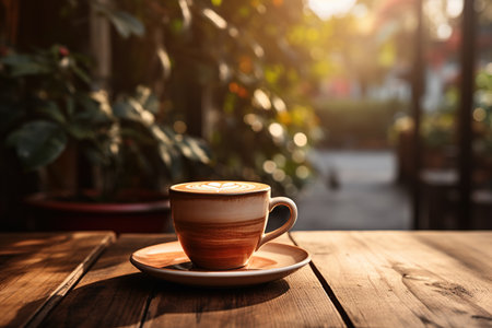 coffee cup on the table in morning, generative aiの素材