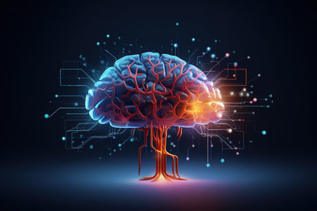 Artificial Intelligence brain, digital abstract technology futuristic, generative aiの素材