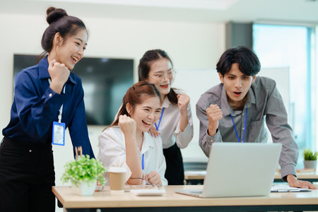 business group people showing unity with their hands together.の写真素材