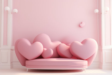 living room style valentine's day banner interior design, generative aiの素材