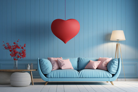 living room style valentine's day banner interior design, generative aiの素材