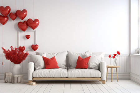 living room style valentine's day banner interior design, generative aiの素材