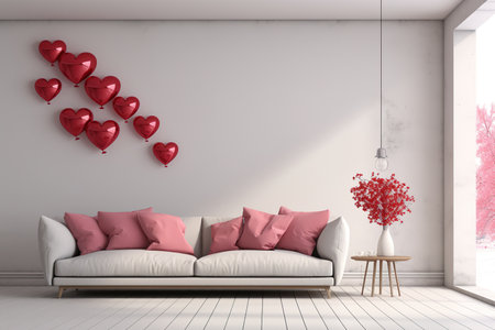 living room style valentine's day banner interior design, generative aiの素材