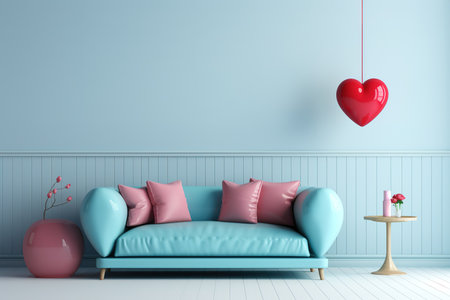 living room style valentine's day banner interior design, generative aiの素材
