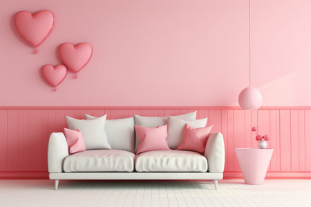 living room style valentine's day banner interior design, generative aiの素材