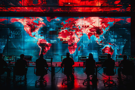 war room center technology, monitor Cyber security threats roomの素材