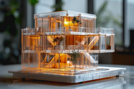 transparent house model architectures crafted using cutting edge 3D printer techniques for enhanced visualization.の素材