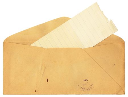 Vintage envelope with lined paper, blank for your own text.の写真素材