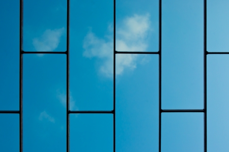 old Steel grating on blue sky background の写真素材