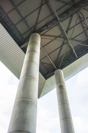 ceiling construction of stadium in traddition thailand on white skyの写真素材