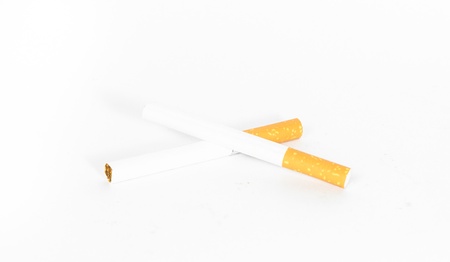 two cigarette isolated on white backgroundsの写真素材