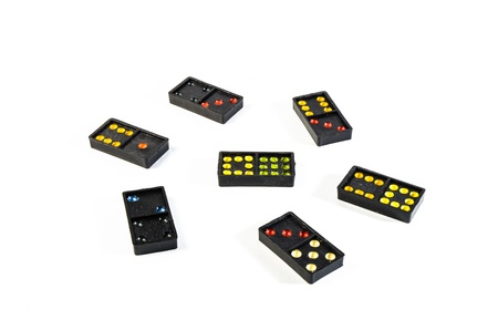 seven black domino isolated on white background