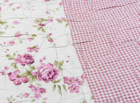 old abstract many flower and plaid pink color tone pattern fabric cotton