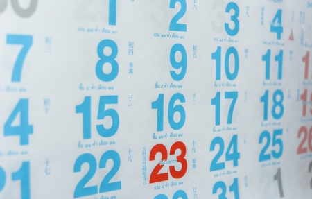 close up old calendar  page with thai languageの写真素材