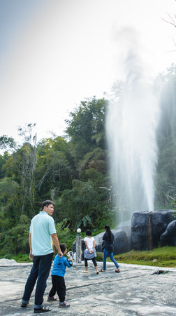 Chiang mai , Thailand - Dec 30 2013  Unidentified many people of the asia thai tourist at Hot Spring Stream from stone in Fang Chiang mai , thailandのeditorial素材