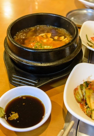 Fresh food lot of vegetable and soup set of korean style foodの写真素材