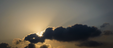 landscape many cloudy sky with sunny evening natural