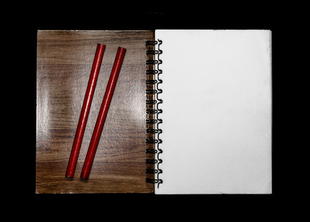 old book paper and color pencil isolatedの写真素材
