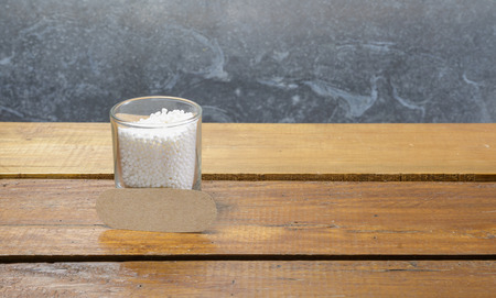 tapioca pearls and blank paper on tableの写真素材