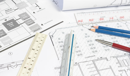 interior work plan with office object for business conceptsの写真素材