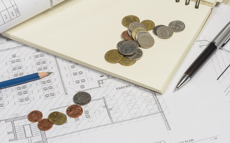 interior work plan  with coin money for business concepts