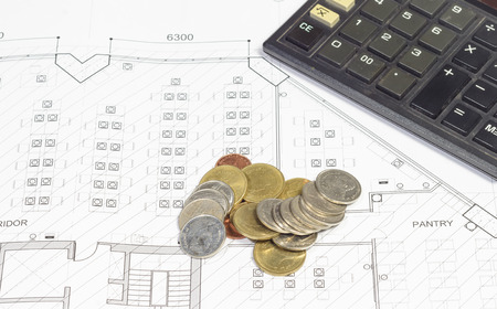 interior work plan  with coin money for business concepts