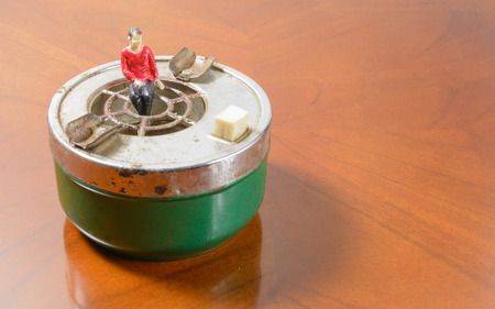 small boy on old ashtray concept aboutの写真素材