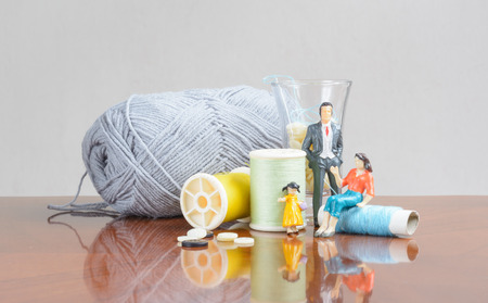 miniature family business with sewing kit set concept business fashion