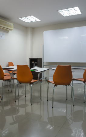 Student chair color in the small classroomの写真素材