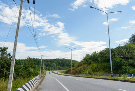 country mountain road on natural and sky