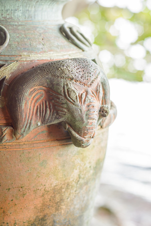 Ceramic pots clay jugs. Old traditional  pottery at thailandの写真素材