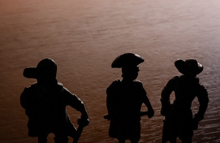 silhouette of miniature old knight toy warriorの写真素材