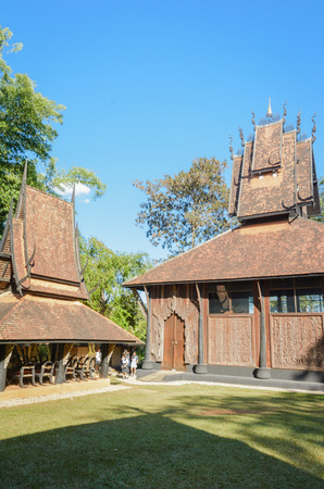 Chiang rai,THAILAND - November 22, 2015:   BAANDAM (Black house) the thai style traditional wood design house museum in Chiang Rai, Thailand ,Chiang Rai Thailandのeditorial素材