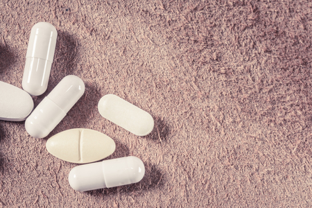 close up Pharmacy, Pills,Medicine capsules. detail with retro filterの写真素材