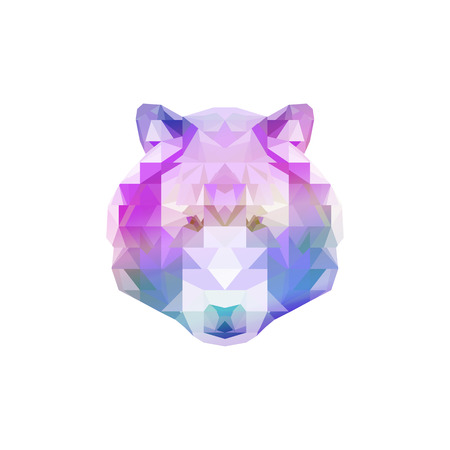 polygon head tiger (asia tiger). poly low ( geometric ) animal isolate on white backgroundの写真素材