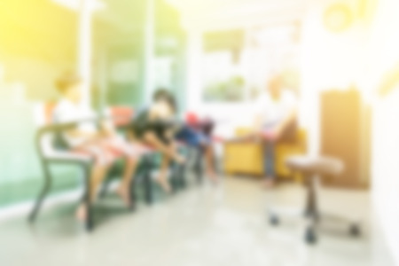 blurred background of child learning education in class room with teacherの写真素材