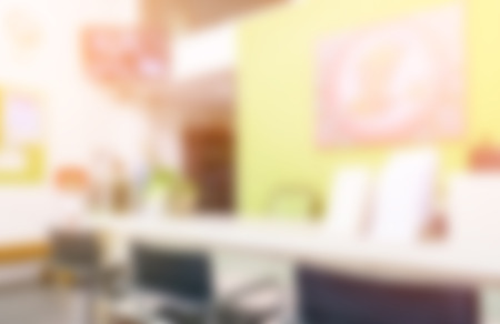 blurred background of counter services & cashier desk indoor spaceの写真素材