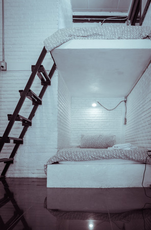 bedroom house loft style and two level bed with retro filter