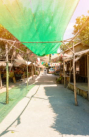 blur background of asia thailand market outdoor street. day time