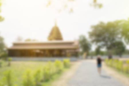 blur background of thailand temple public and outdoor natureの写真素材