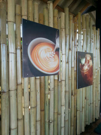 Coffee picture on bamboo の素材