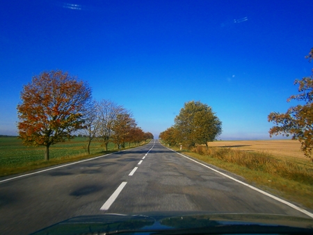 Road with beautiful landscape and skyの写真素材