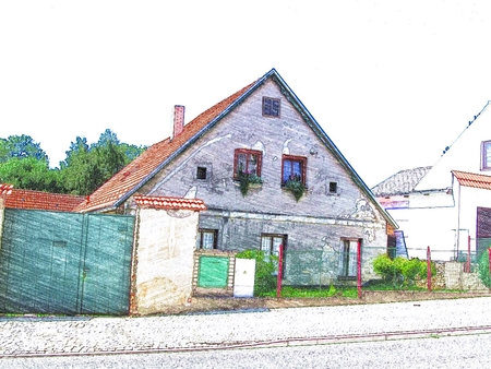 Illustrated old romantic houseの写真素材
