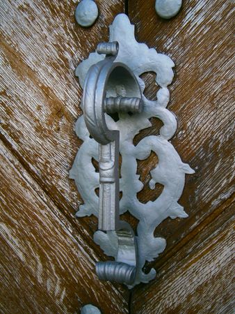 Detail of a medieval door hardware medieval churchの写真素材
